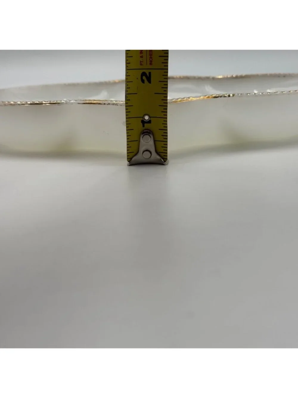 Vintage Fire King Milk Glass Divided Serving Dish With Gold Beaded Rim